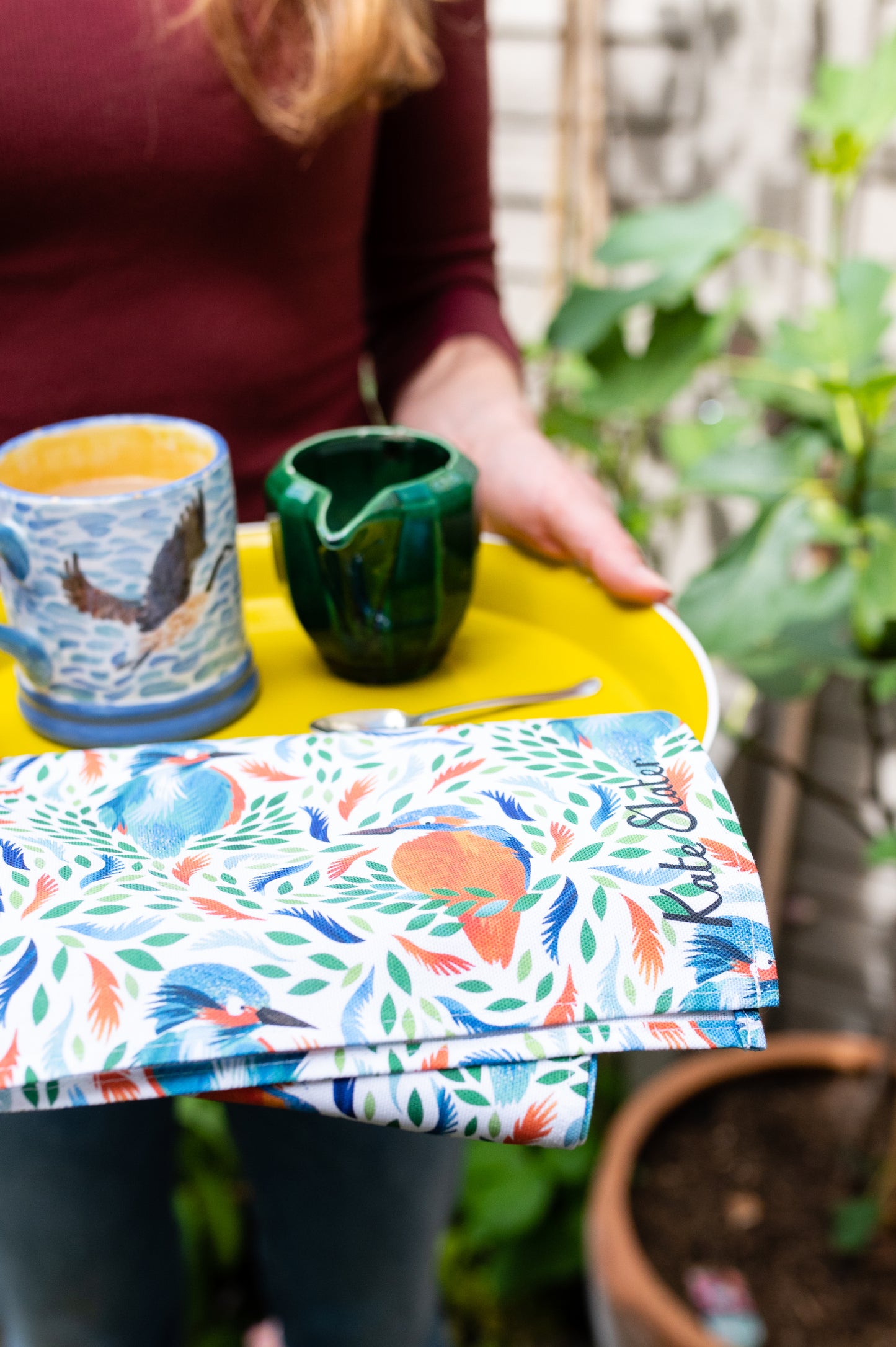 Bright Kingfisher Organic Cotton Tea Towel