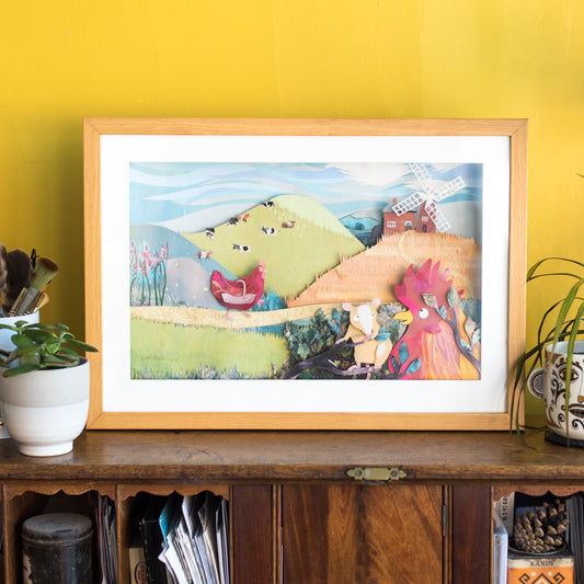 SALE Original 3D Collage Artwork from the Little Red Hen