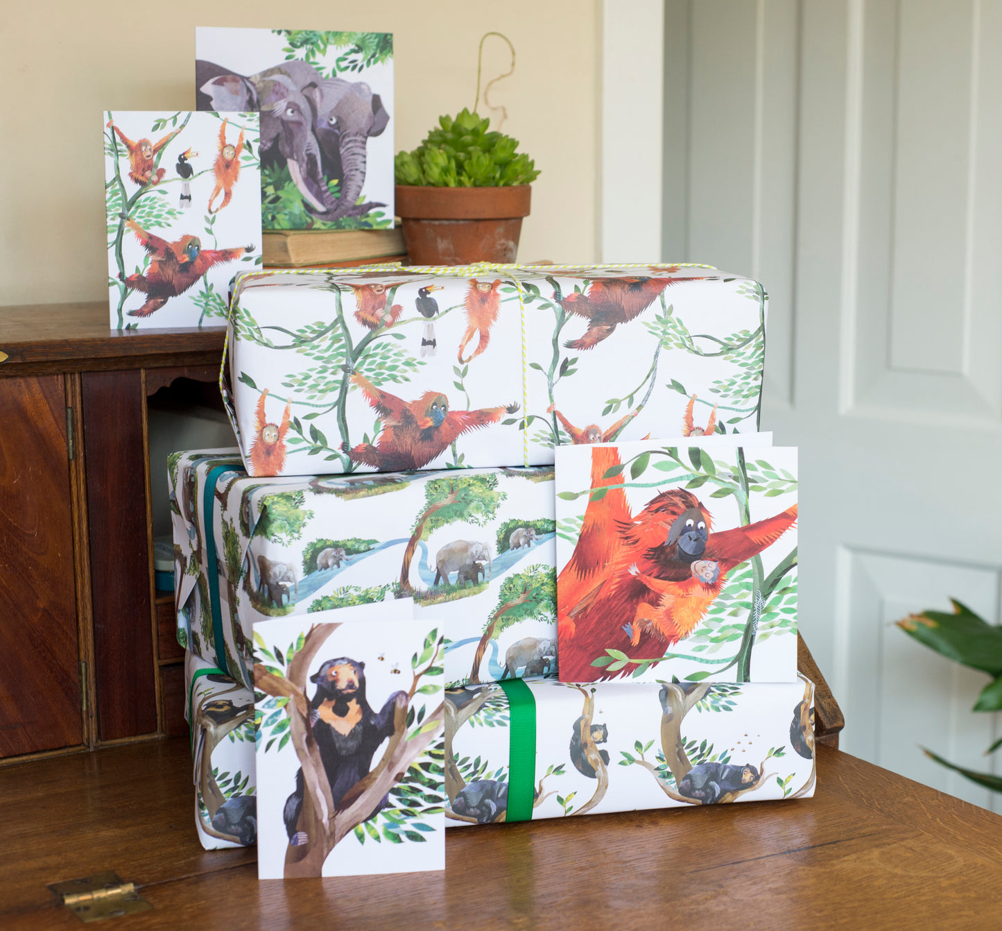 Swinging Orangutans Luxury, 100% Recycled Wrapping Paper