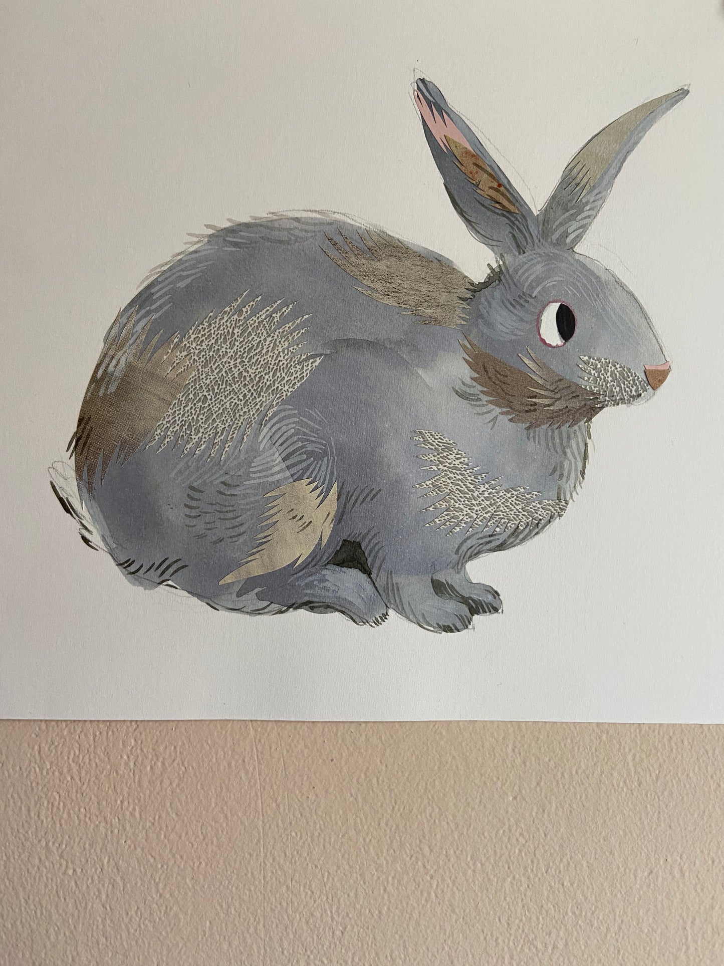 Art Sale - Rabbits - Original Mixed Media Illustration