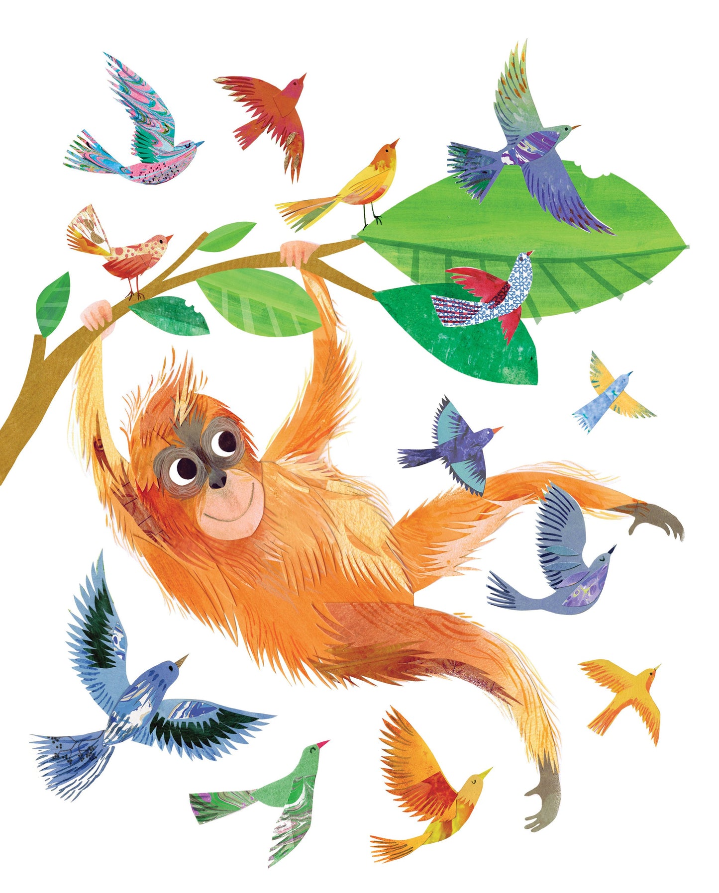 Personalised New Baby Orangutan Illustration Print