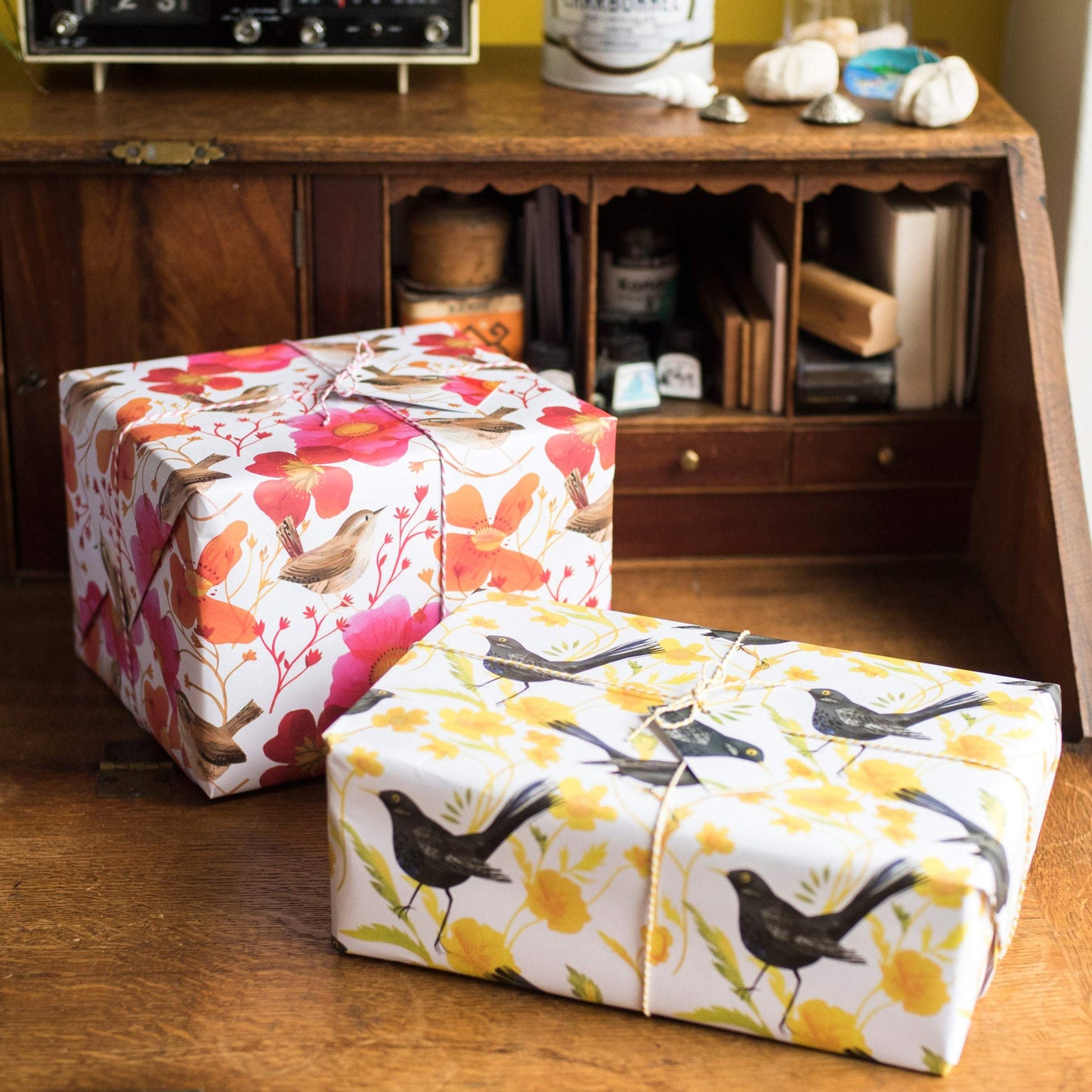 Blackbirds and Buttercups Luxury, 100% Recycled Wrapping Paper