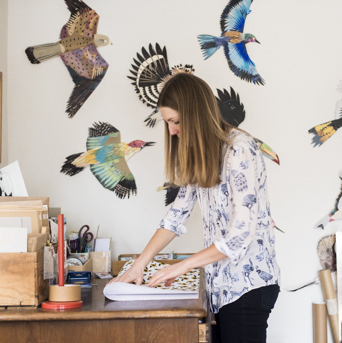 Sunflower Birds Luxury, 100% Recycled Wrapping Paper