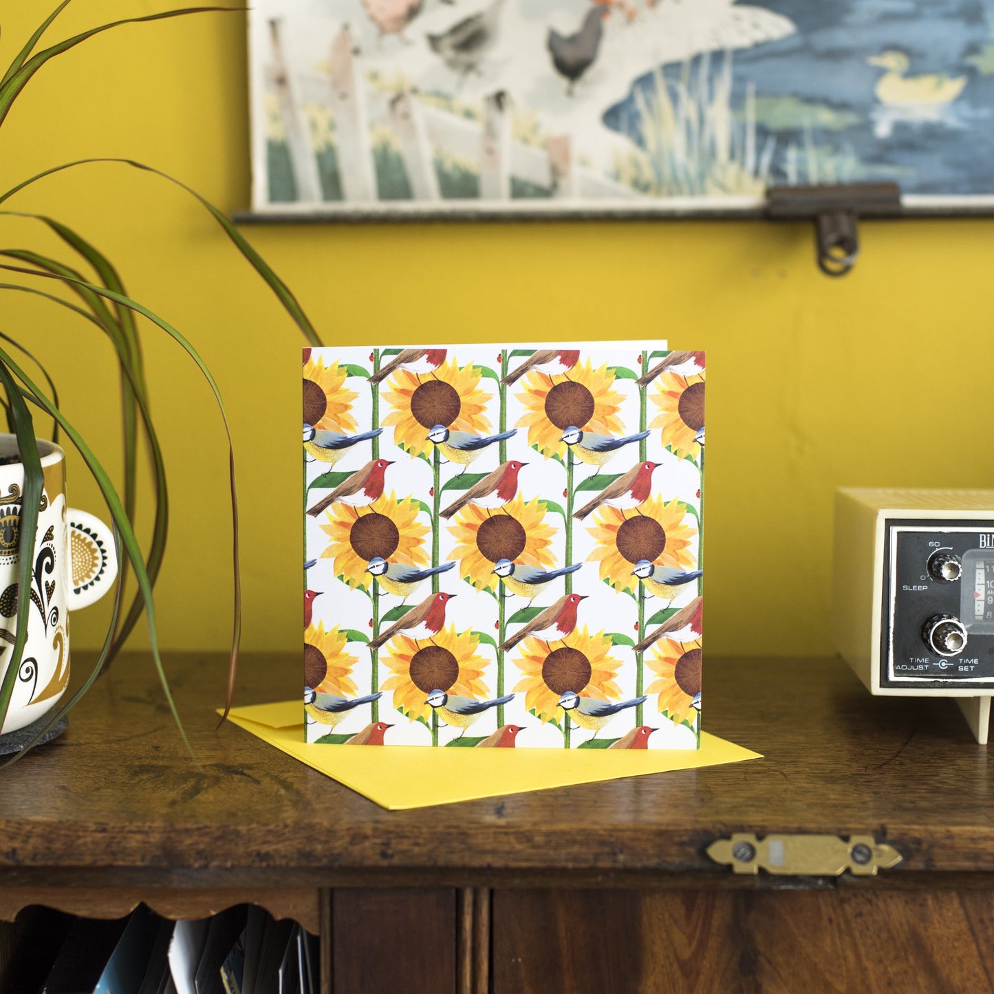 Sunflower Birds Greetings Card