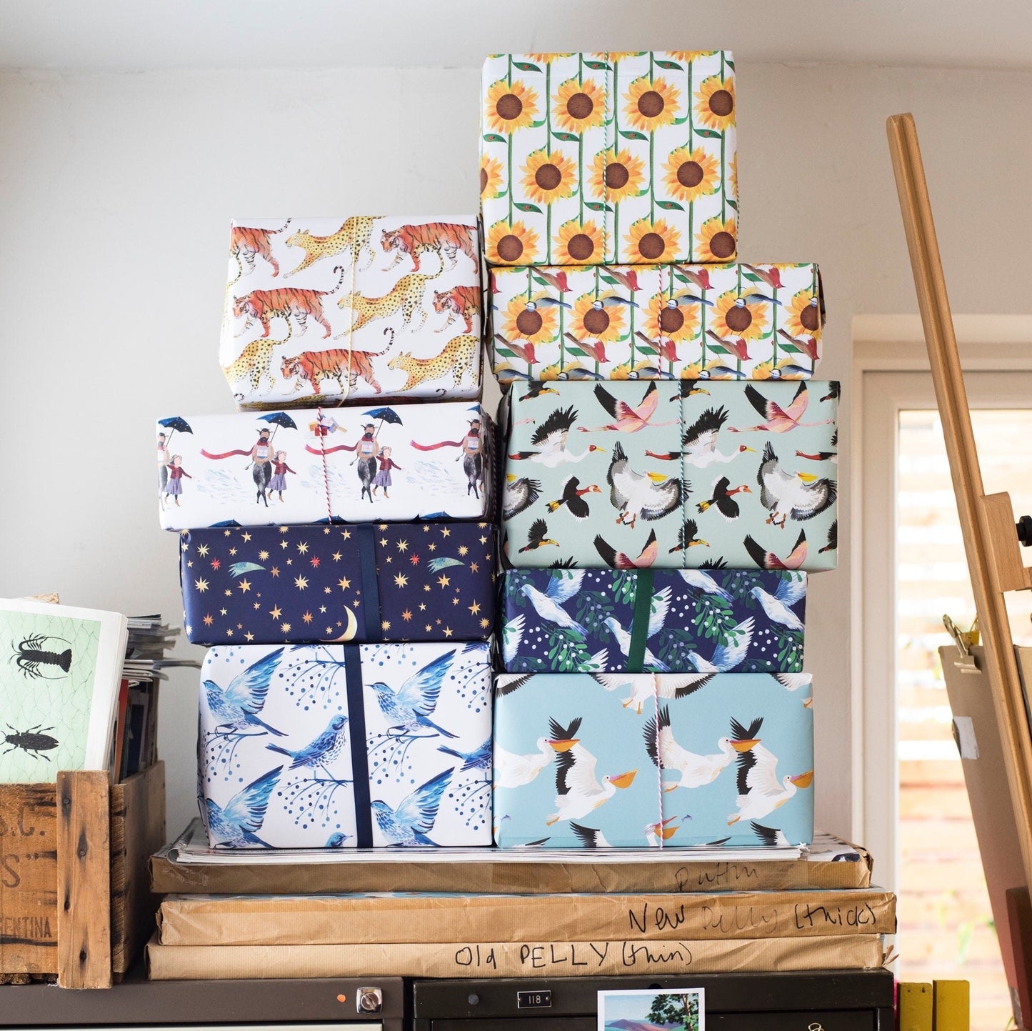 Sunflower Birds Luxury, 100% Recycled Wrapping Paper