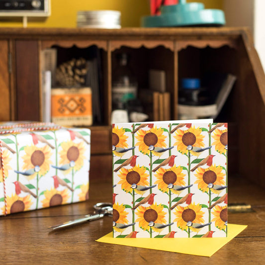 Sunflower Birds Greetings Card