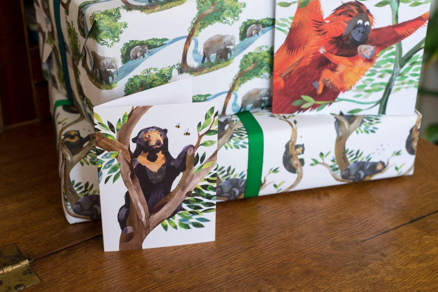 Sun Bear & Bees Greetings Card