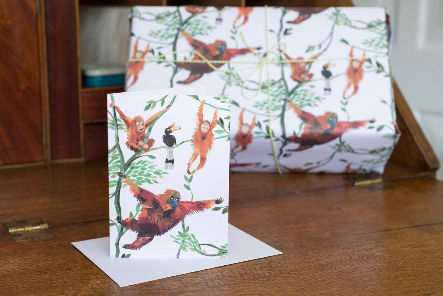 Swinging Orangutans Greetings Card