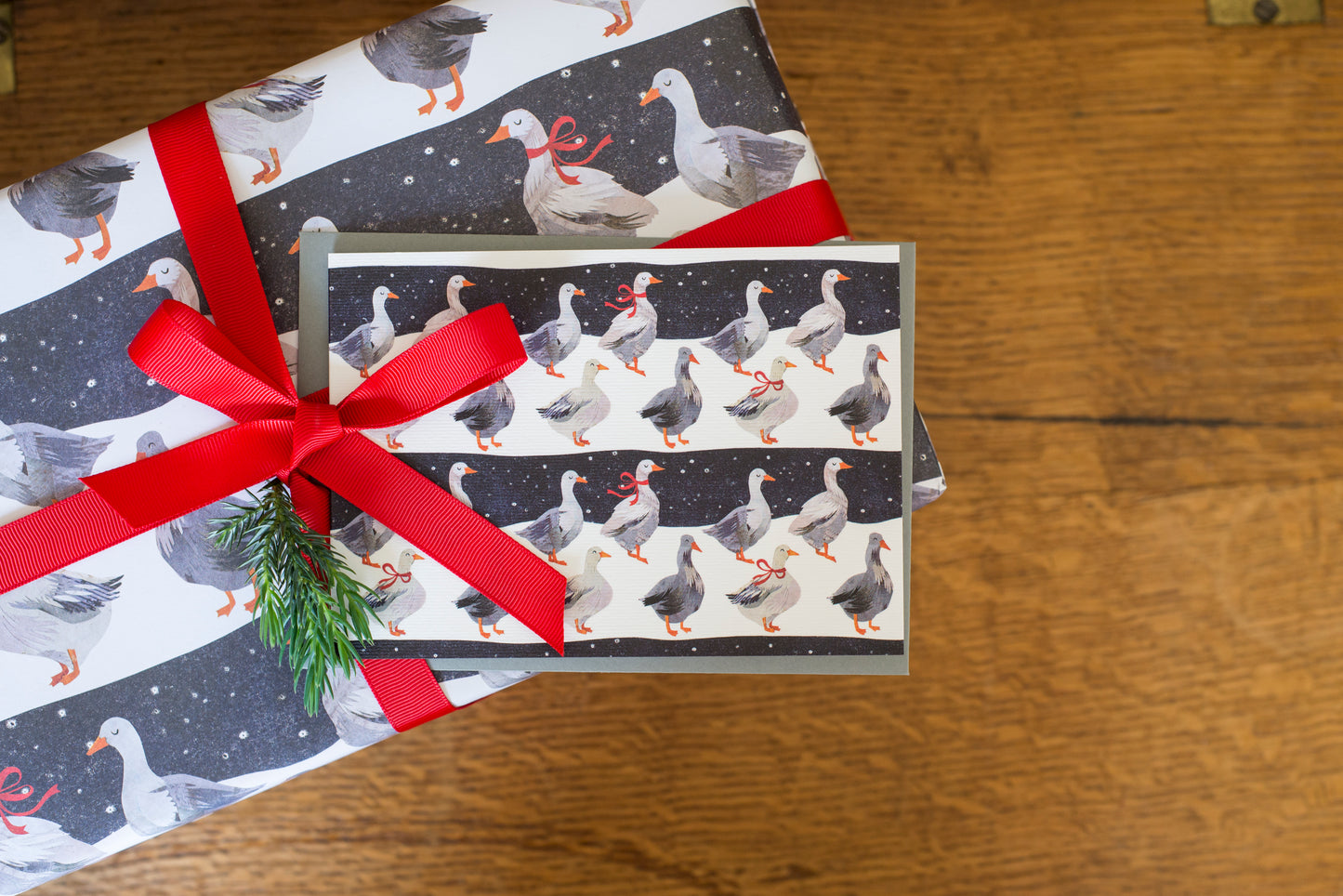 Christmas Geese Luxury, 100% Recycled Wrapping Paper