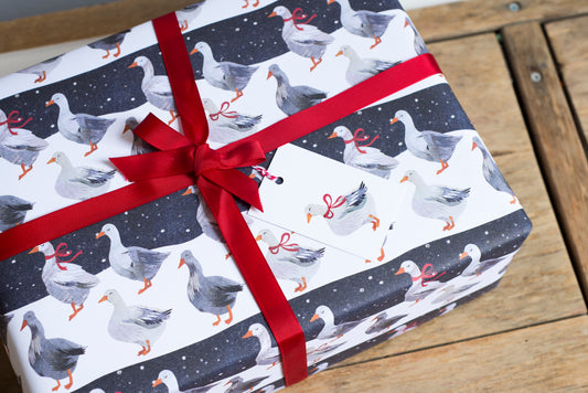 Christmas Geese Luxury, 100% Recycled Wrapping Paper