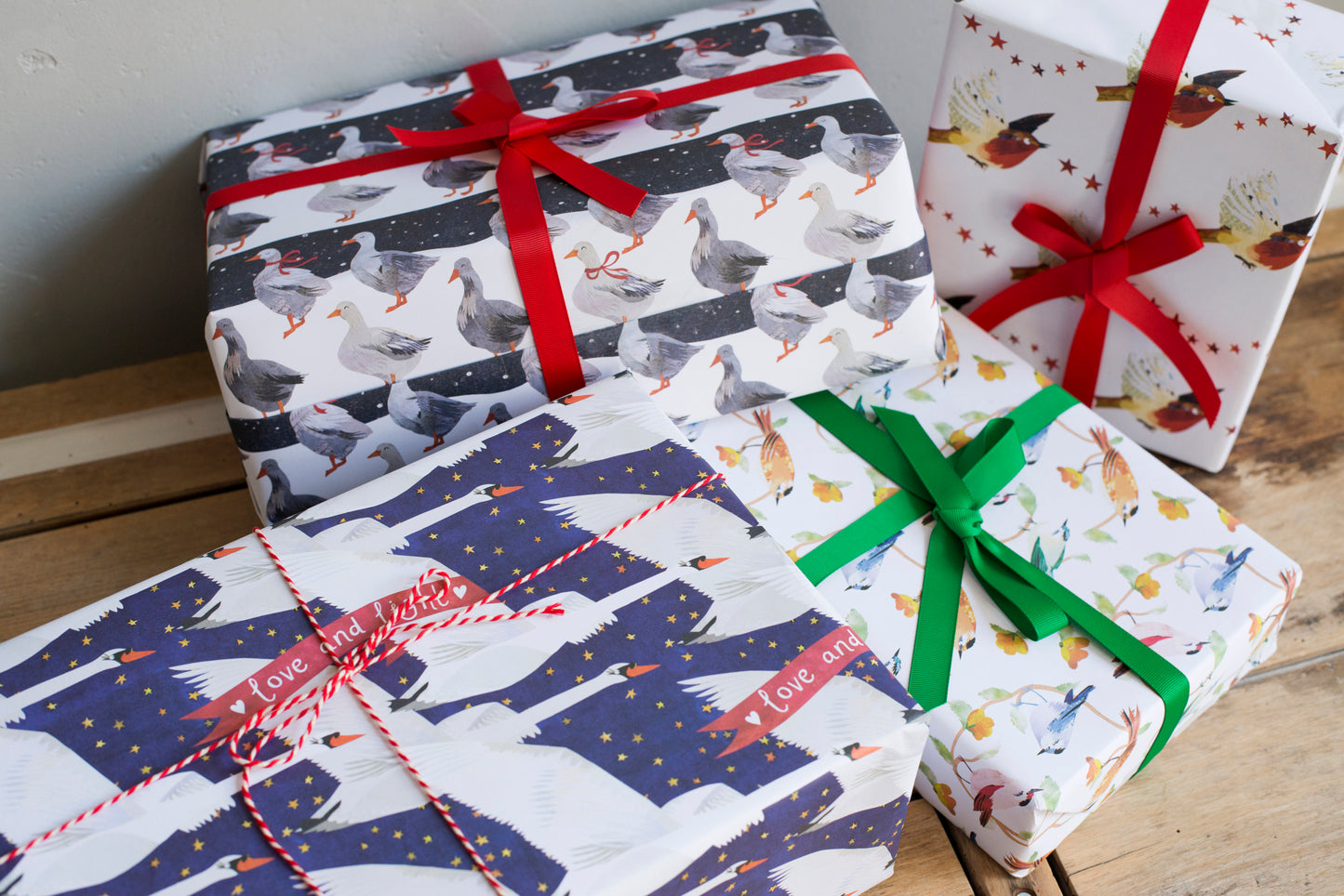 Christmas Geese Luxury, 100% Recycled Wrapping Paper