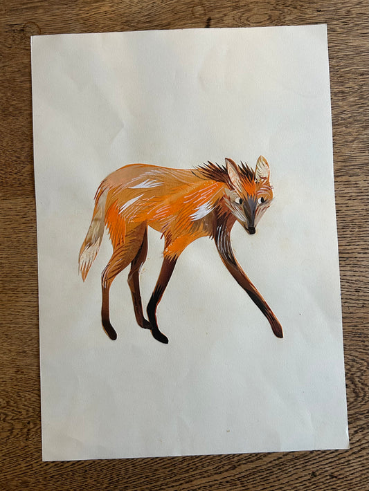 Original Maned Wolf Collage Artwork