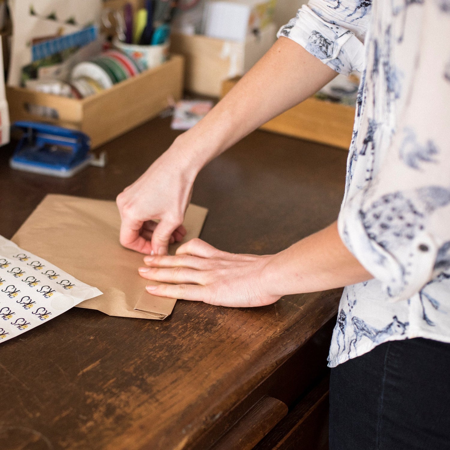 Recycled wrapping paper in paper packaging