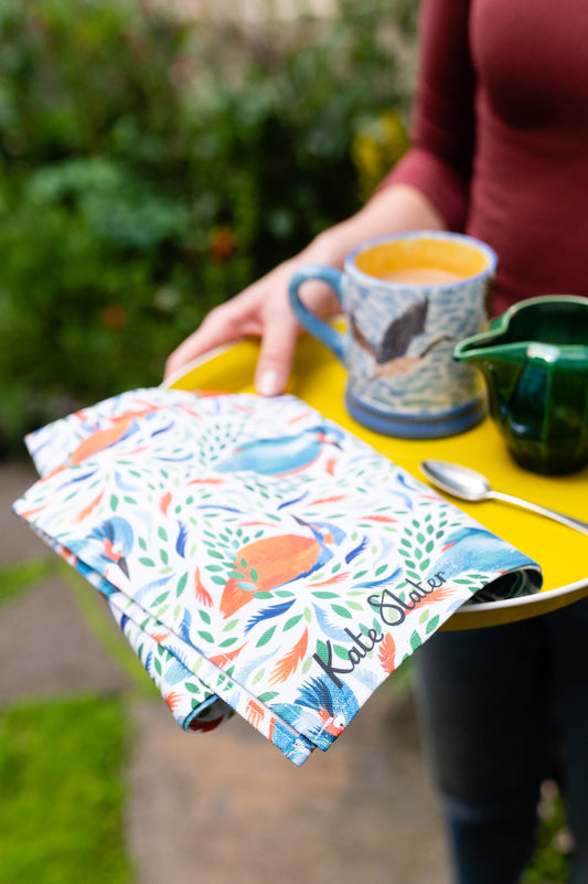 Bright Kingfisher Organic Cotton Tea Towel