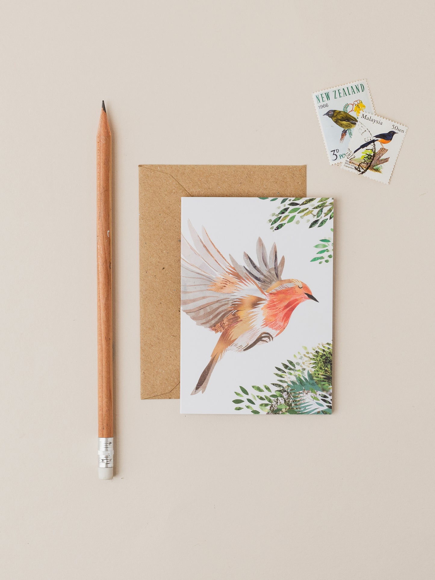 Merry Robin Mini Christmas Card (single card or pack)