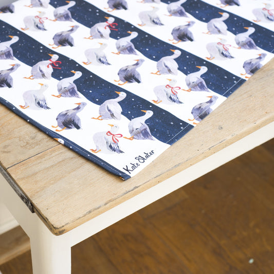 Christmas Geese Organic Cotton Tea Towel