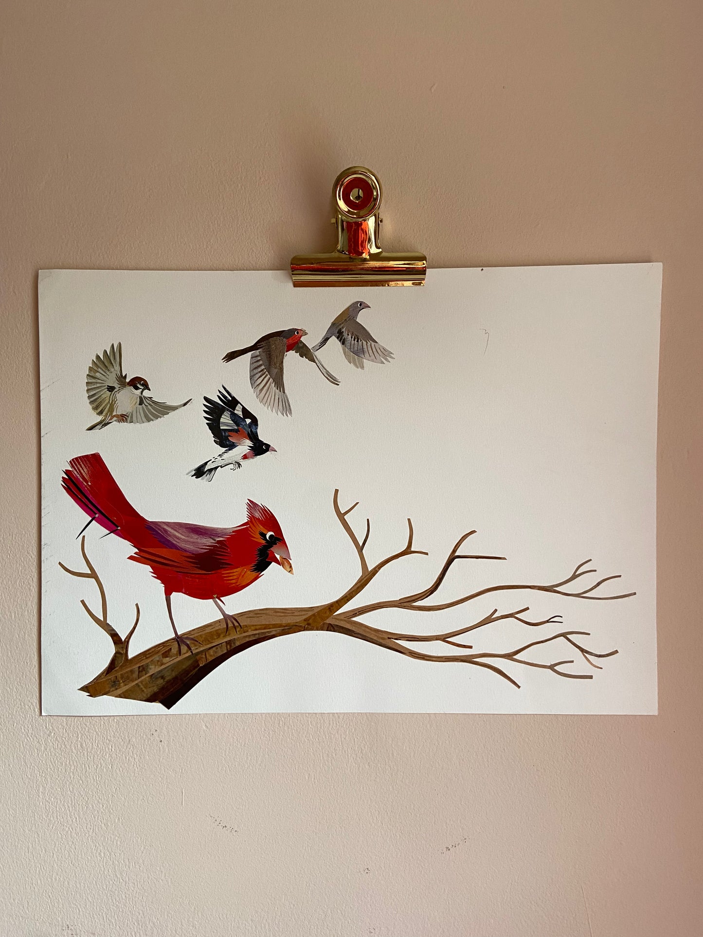 Art Sale - Cardinal - Original Mixed Media Illustration