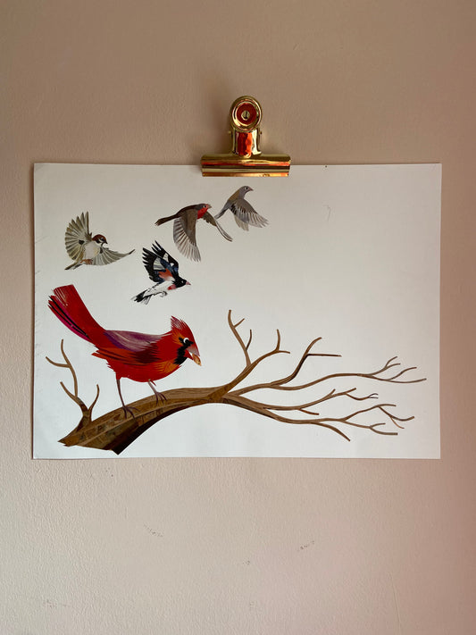 Art Sale - Cardinal - Original Mixed Media Illustration