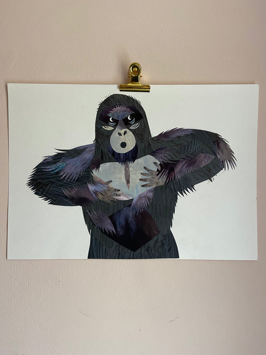 Art Sale - Gorilla - Original Mixed Media Illustration
