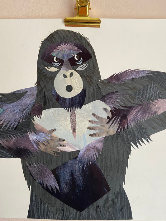 Art Sale - Gorilla - Original Mixed Media Illustration