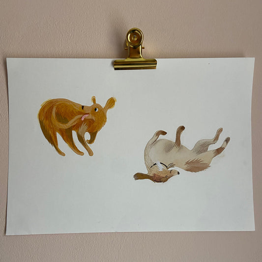 Art Sale - Dogs - Original Mixed Media Illustration