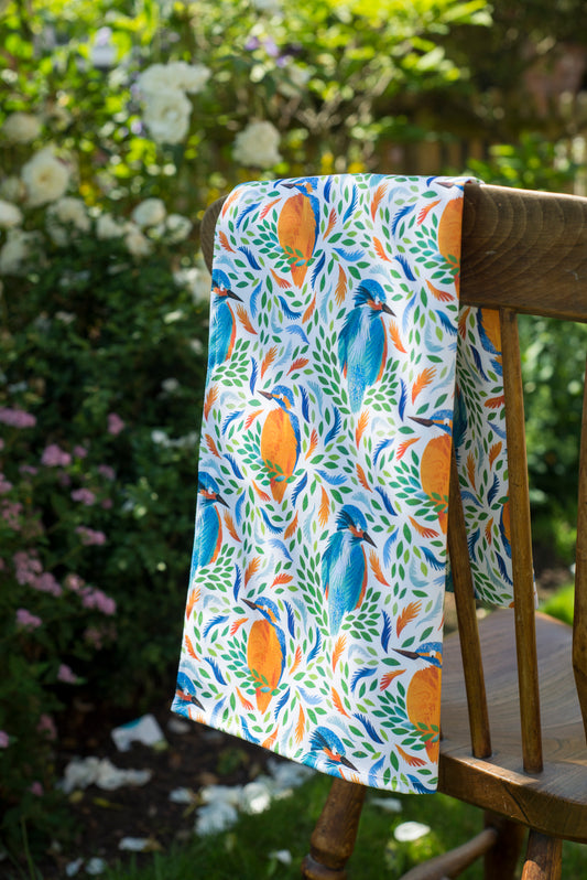 Bright Kingfisher Organic Cotton Tea Towel