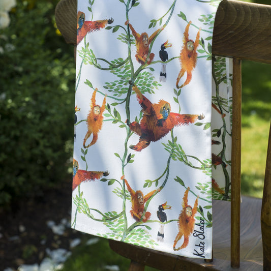 Swinging Orangutans Organic Cotton Tea Towel