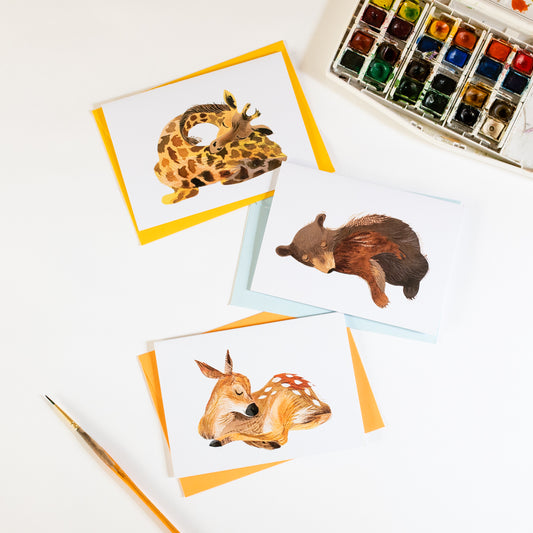 Sleepy Bear Cub Greetings Card