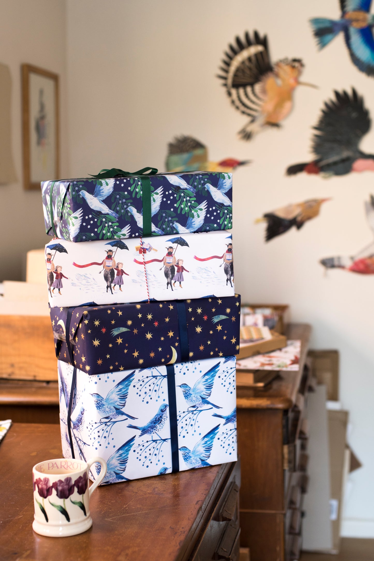 Mistletoe Dove Luxury, 100% Recycled Christmas Wrapping Paper