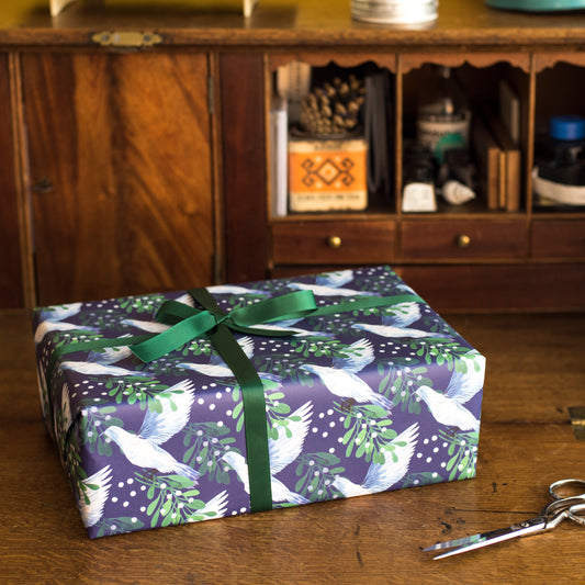 Mistletoe Dove Luxury, 100% Recycled Christmas Wrapping Paper