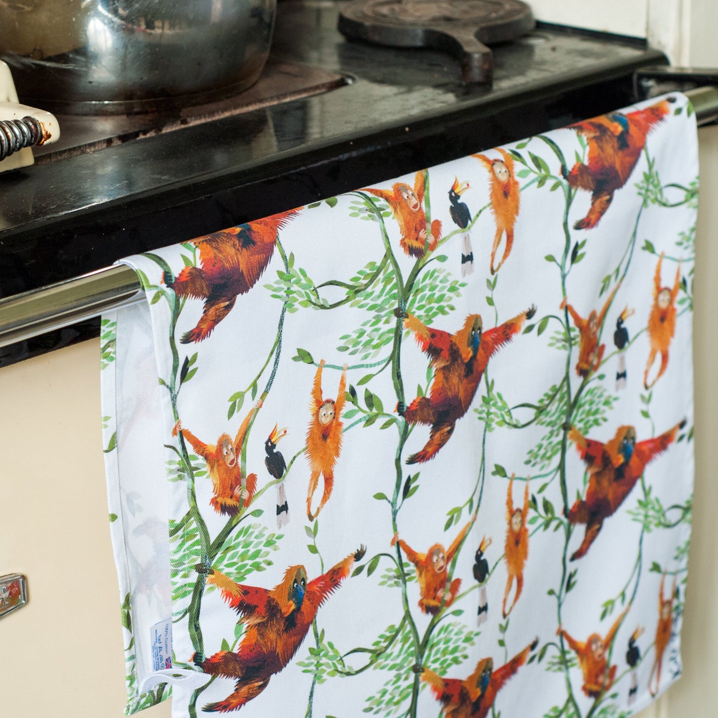 Swinging Orangutans Organic Cotton Tea Towel