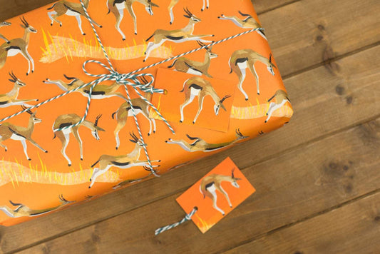 Galloping Gazelles Luxury, 100% Recycled Wrapping Paper