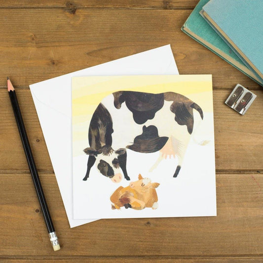 Mama Cow and Calf Greetings Card