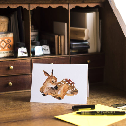 Sleepy Fawn Greetings Card