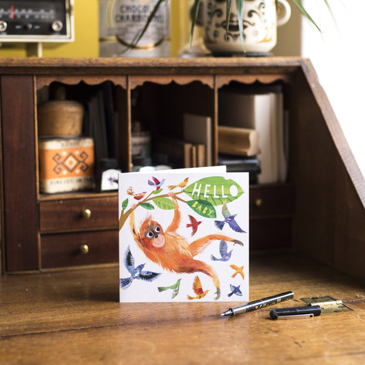 Hello Baby Orangutan Greetings Card