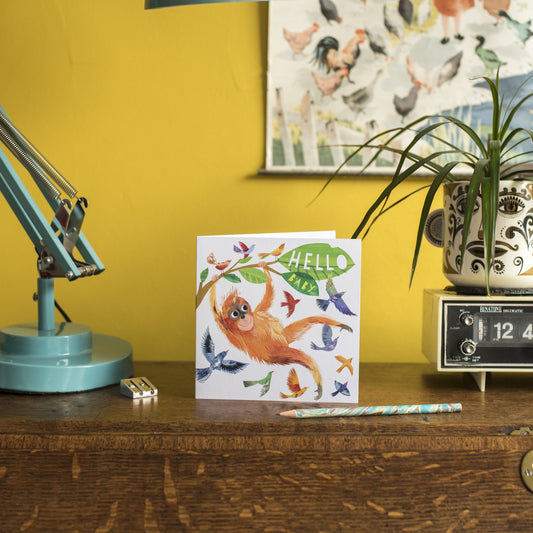 Hello Baby Orangutan Greetings Card