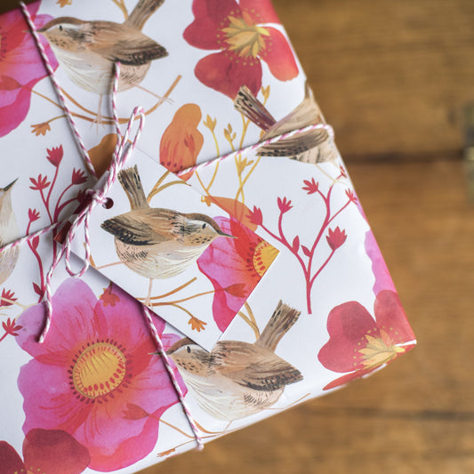 Wrens and Poppies Luxury, 100% Recycled Wrapping Paper