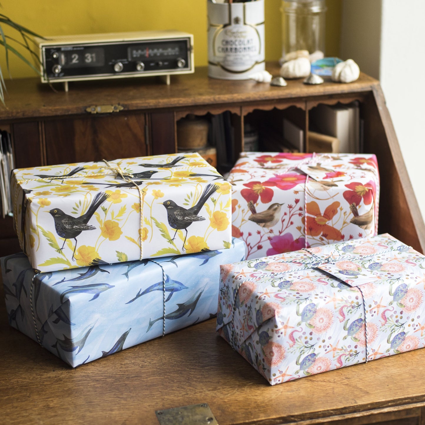 Wrens and Poppies Luxury, 100% Recycled Wrapping Paper