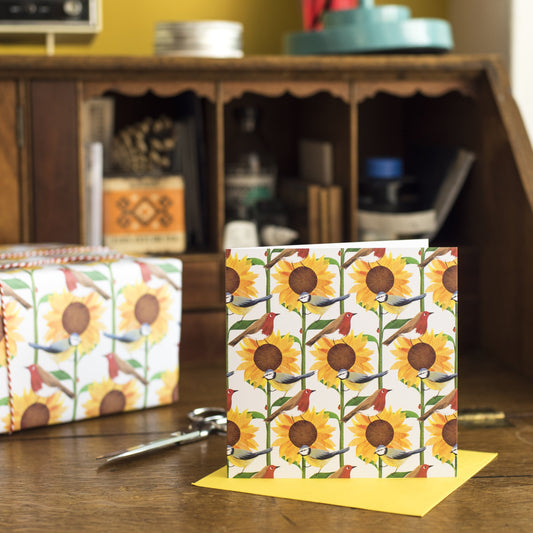 Sunflower Birds Luxury, 100% Recycled Wrapping Paper