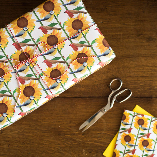 Sunflower Birds Luxury, 100% Recycled Wrapping Paper
