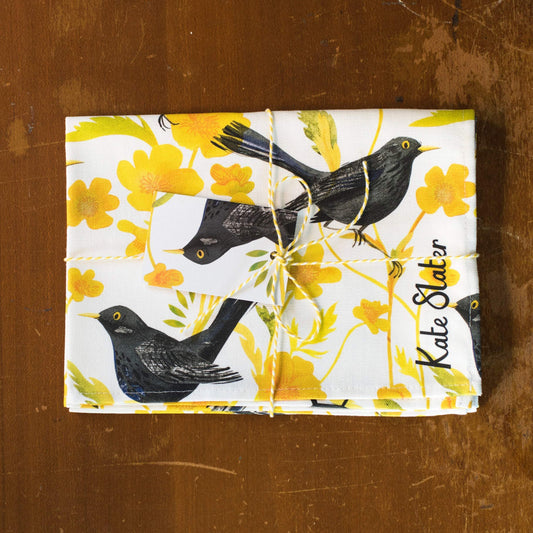 Blackbirds & Buttercups Organic Cotton Tea Towel