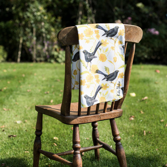 Blackbirds & Buttercups Organic Cotton Tea Towel