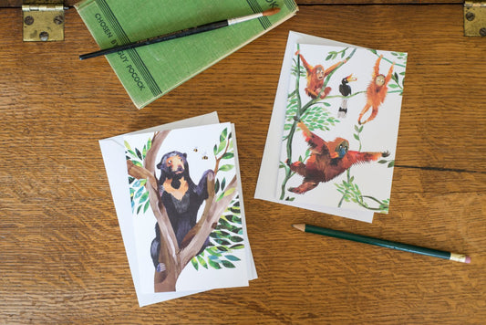 Swinging Orangutans Greetings Card