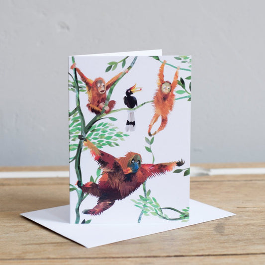 Swinging Orangutans Greetings Card