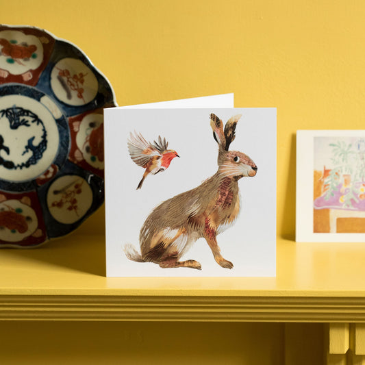 Hare and Robin Christmas Card