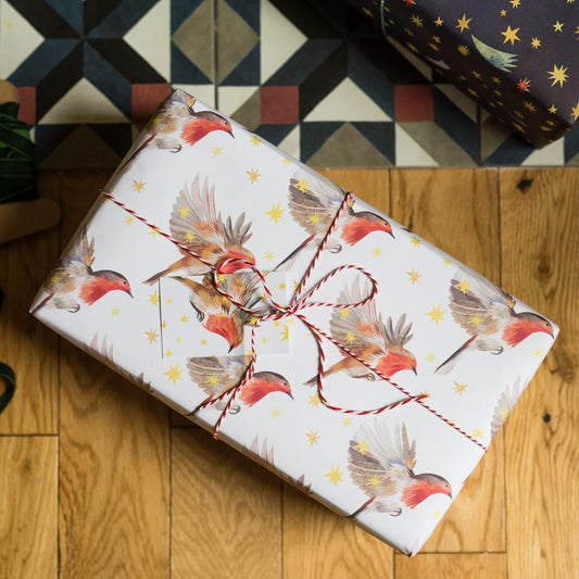 Starry Robins Luxury, 100% Recycled Wrapping Paper