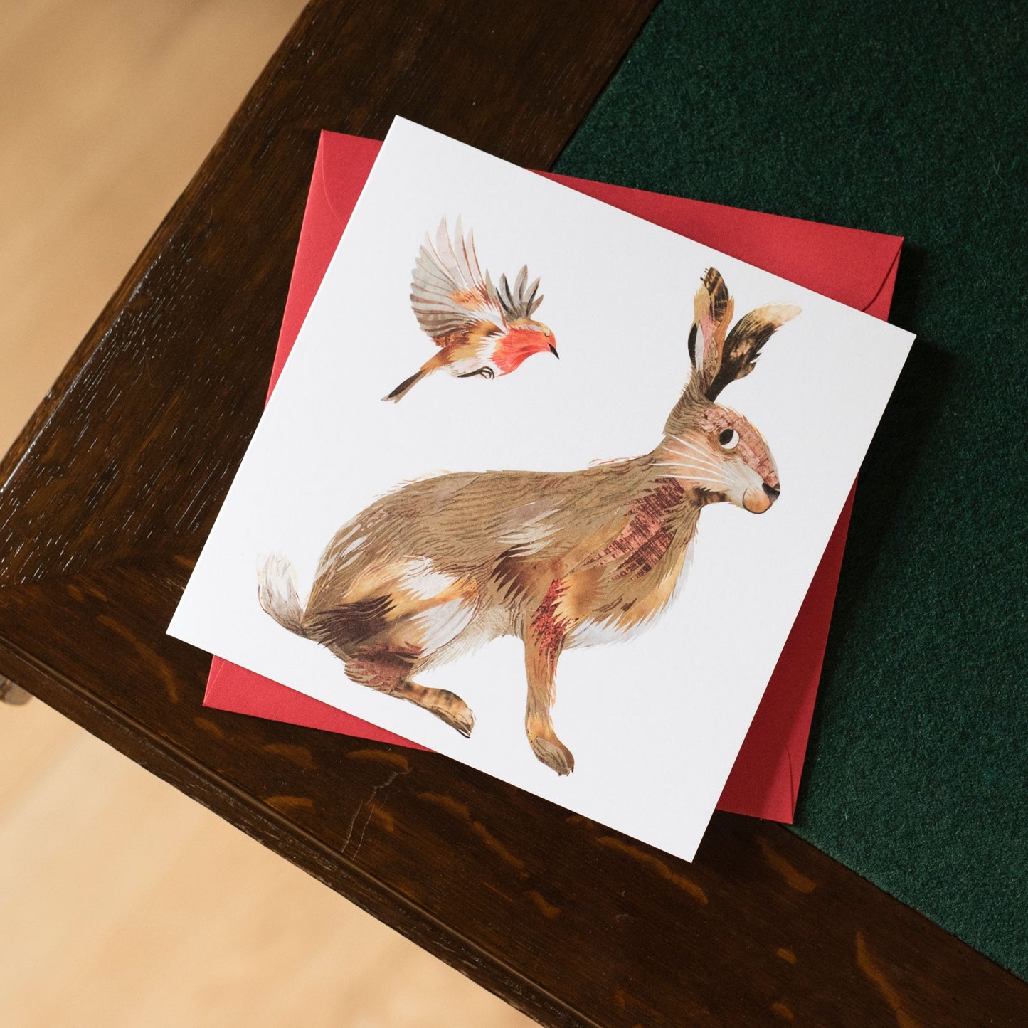 Hare and Robin Christmas Card